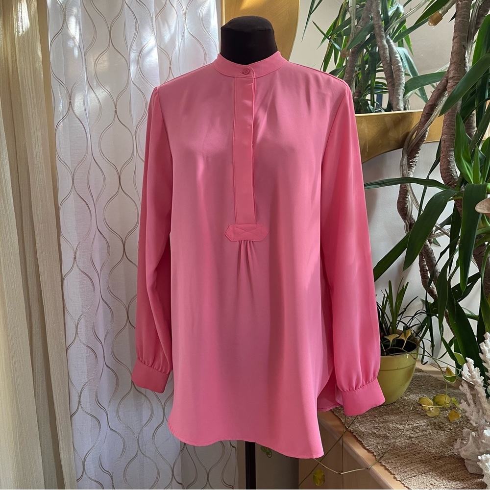Anne Klein pink button up long sleeve blouse